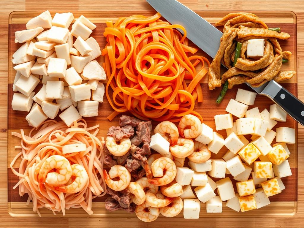 Various protein options for Chicken Chow Mein LBC