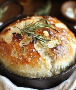 Read more about the article Rustic No Knead Rosemary Garlic Bread 